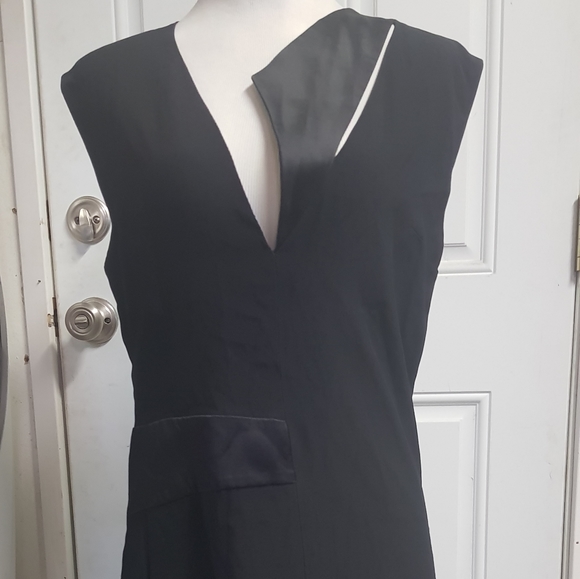 BOUCHRA JARRAR Silk Trim V-Neck Sleeveless Dress 42 - Picture 3 of 16